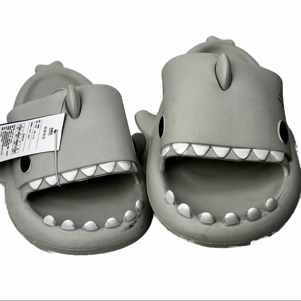 Shark Slides Grey Gray Men Women Slippers Jaws